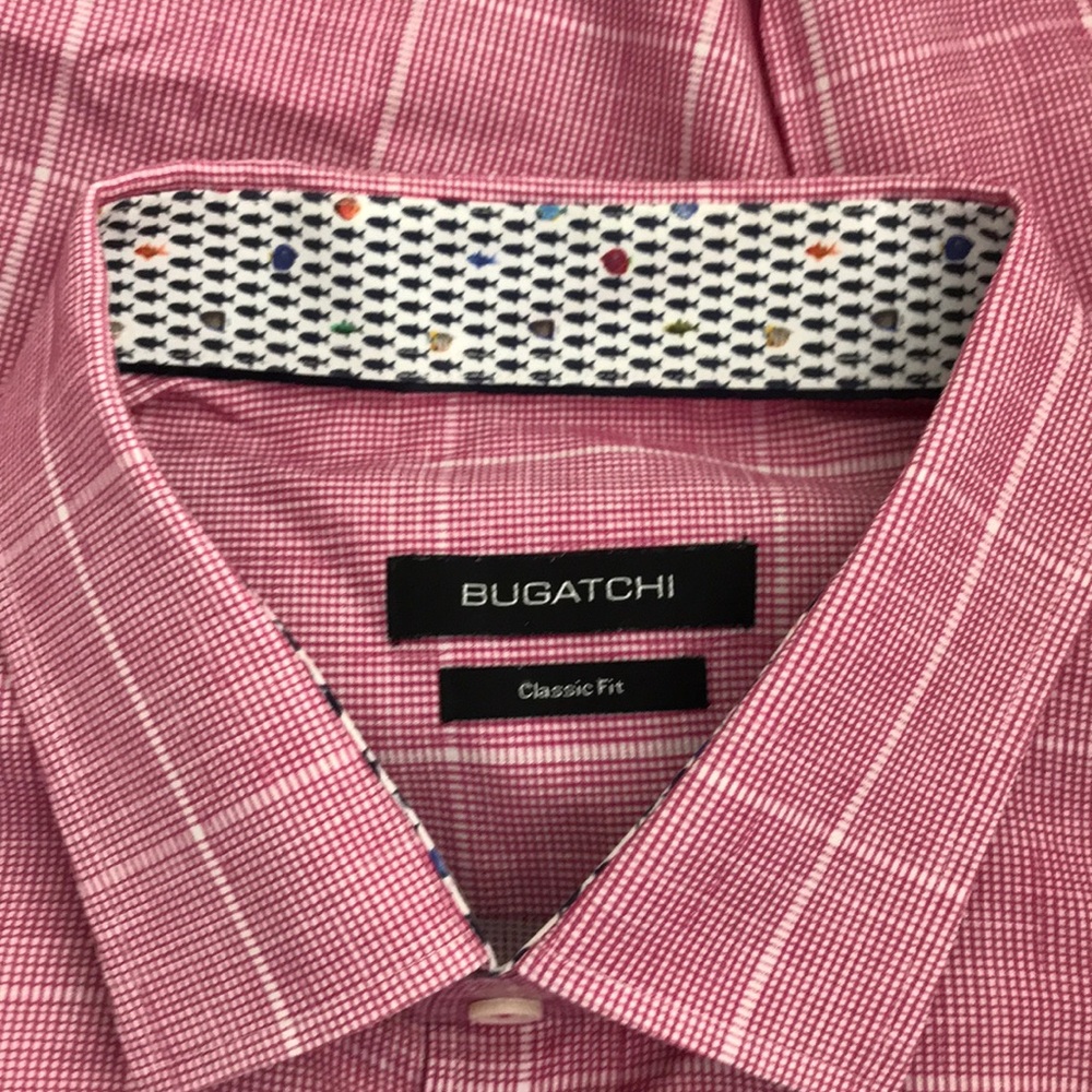 Bugatchi Mens Red White Dress Shirt - Picture 4 of 7